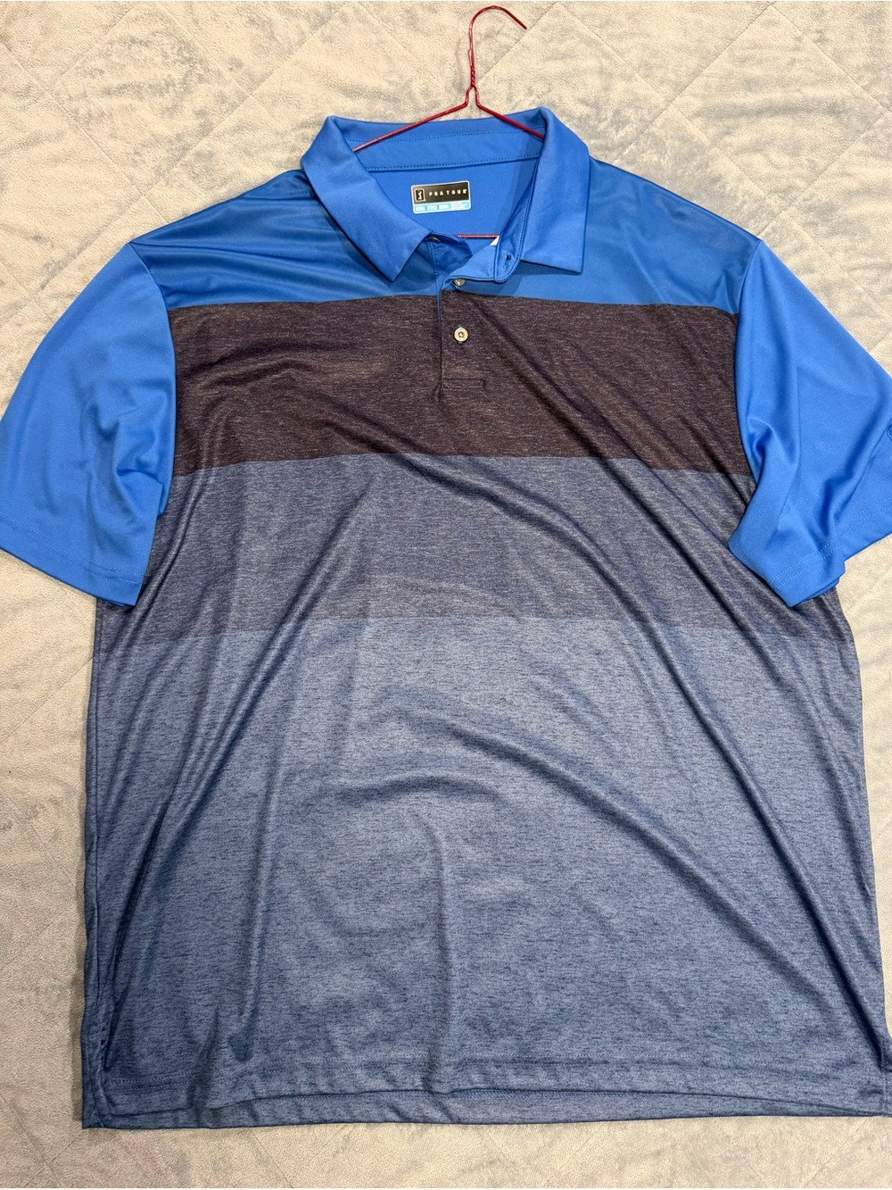 PGA Tour Men's Blue Multi-Stripe Performance Polo
